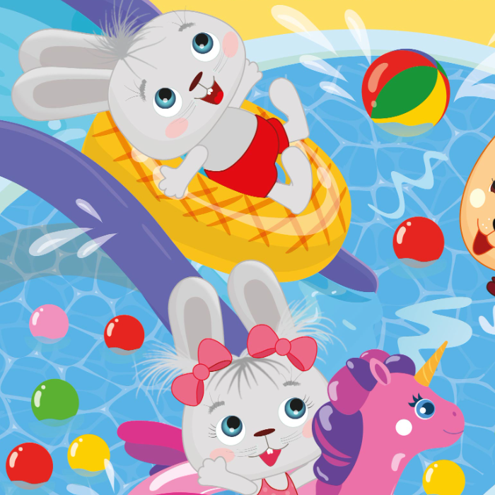 Mikutis and friends at the pool